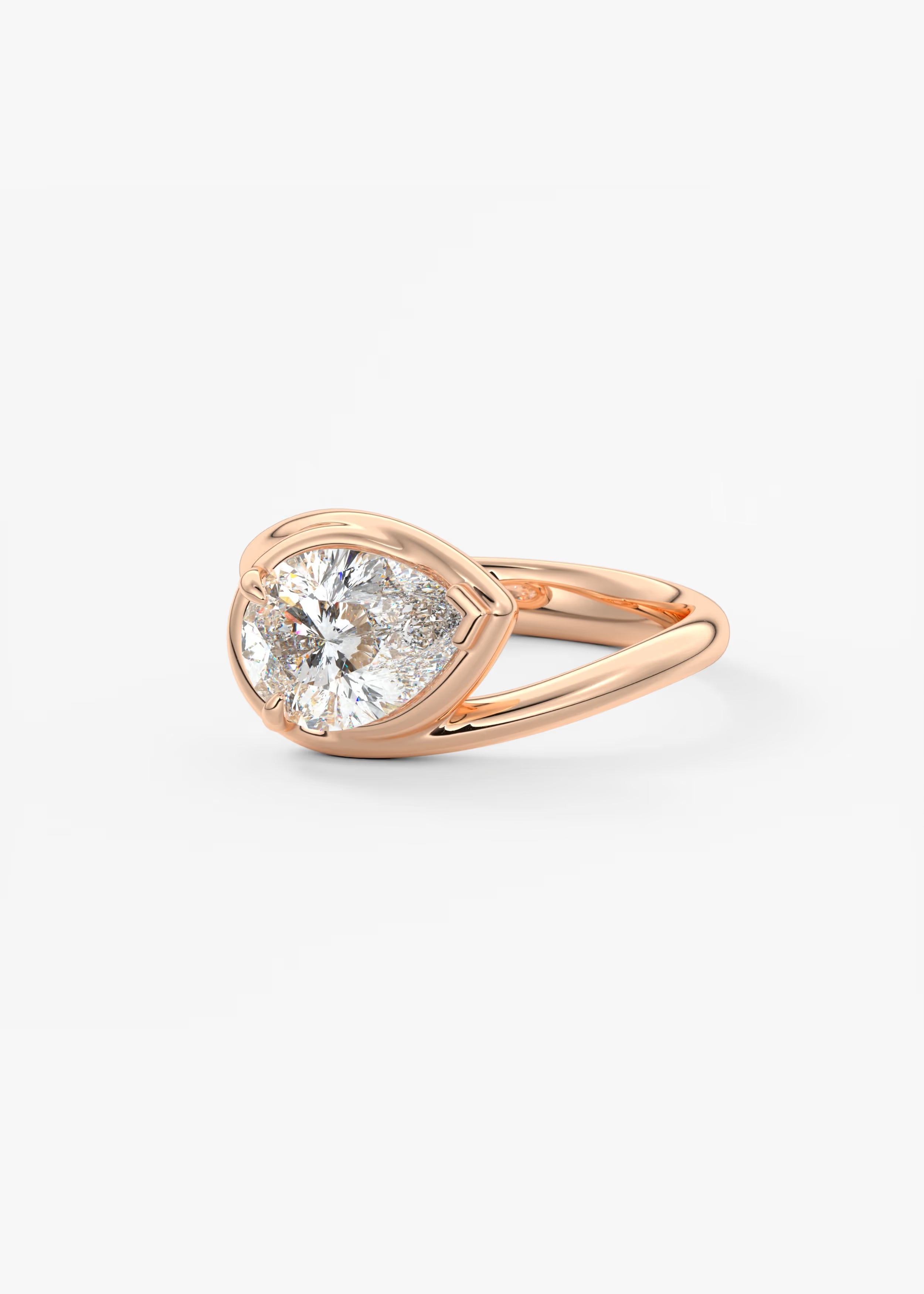 Sculptural Pear Bypass Engagement Ring