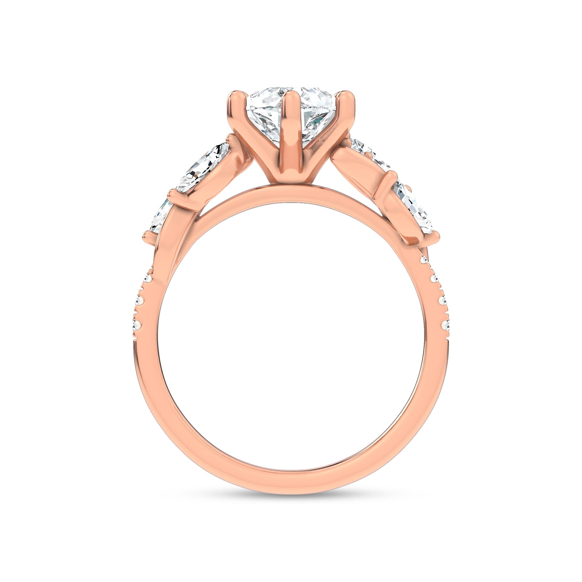 Curved Vine Diamond Pear Engagement Ring