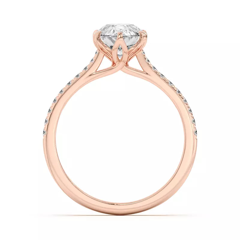 Tulip Inspired 6 Prong Pear Engagement Ring