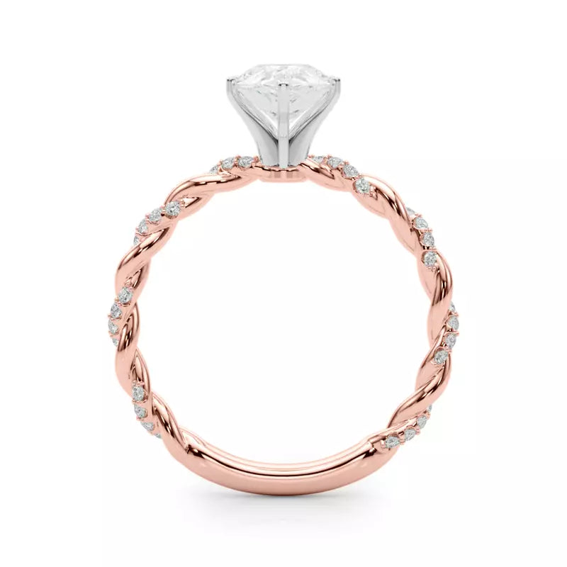 lab Diamond Pear Twist Engagement Ring