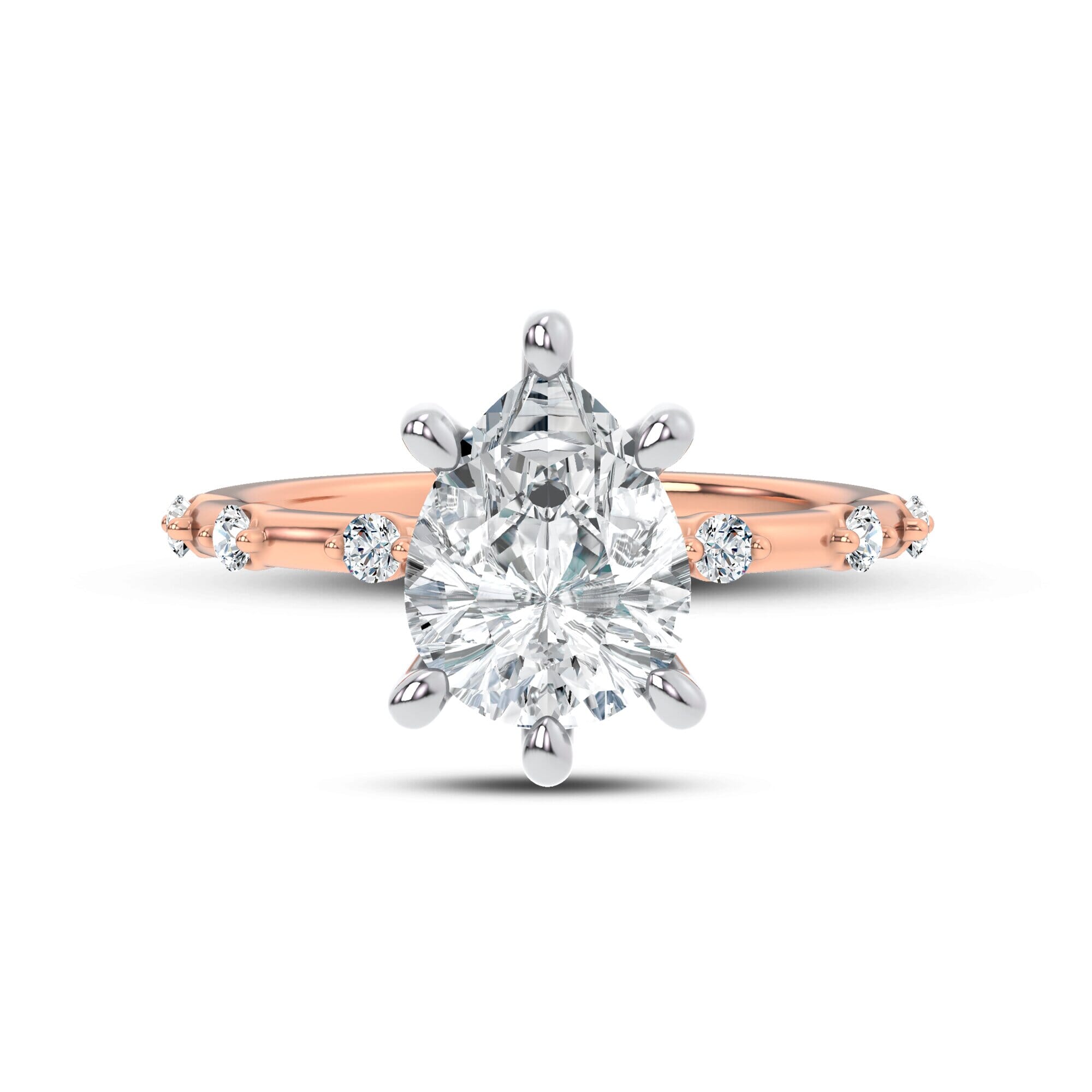 Starlight Spaced Diamond Engagement Pear Ring