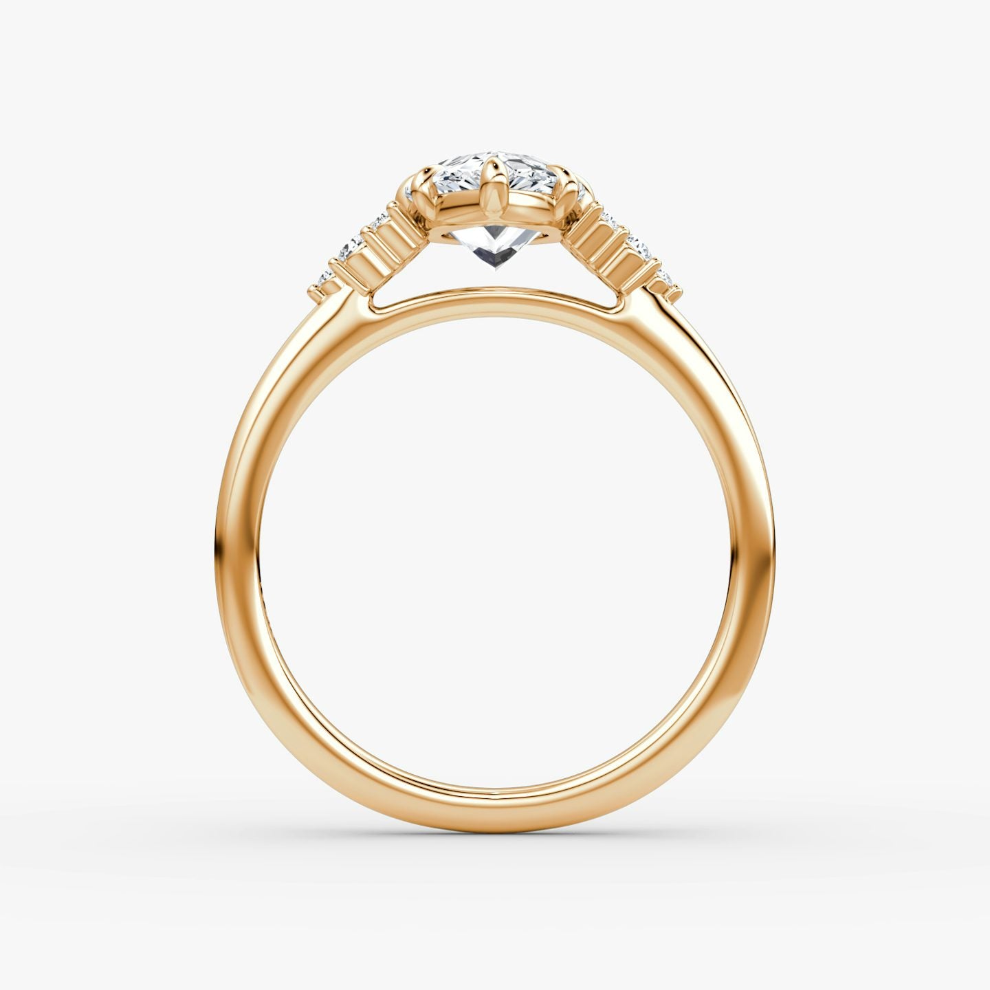 The Side Cluster Cathedral Pear Engagement Ring