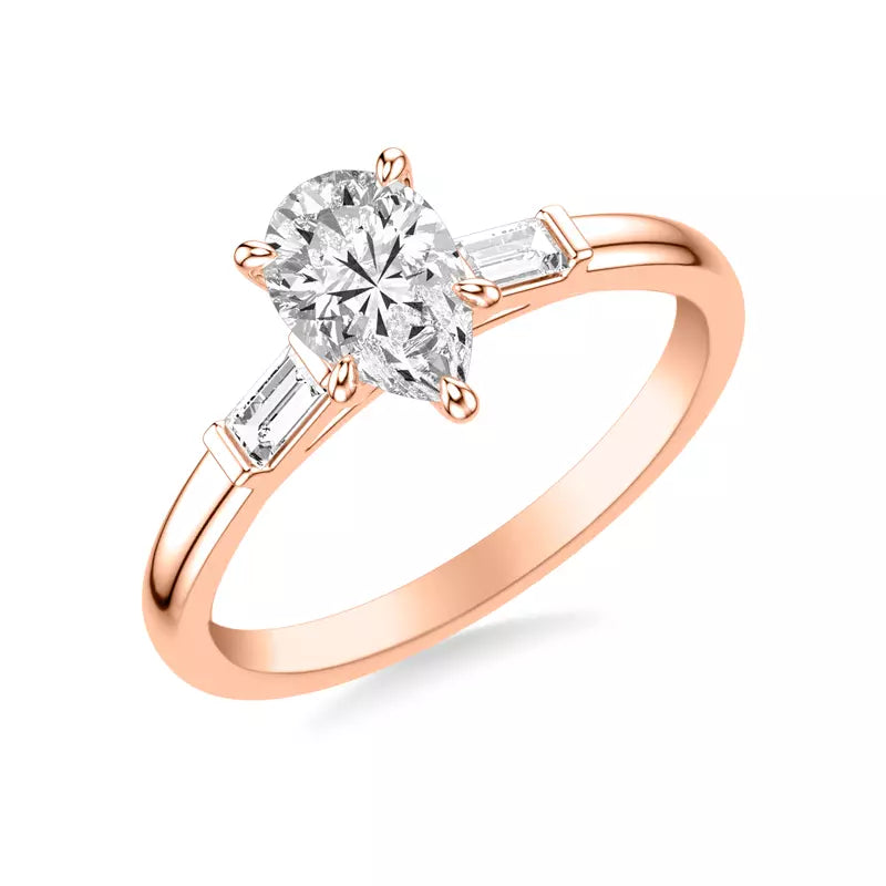 Classic 3-Stone Engagement Pear Ring