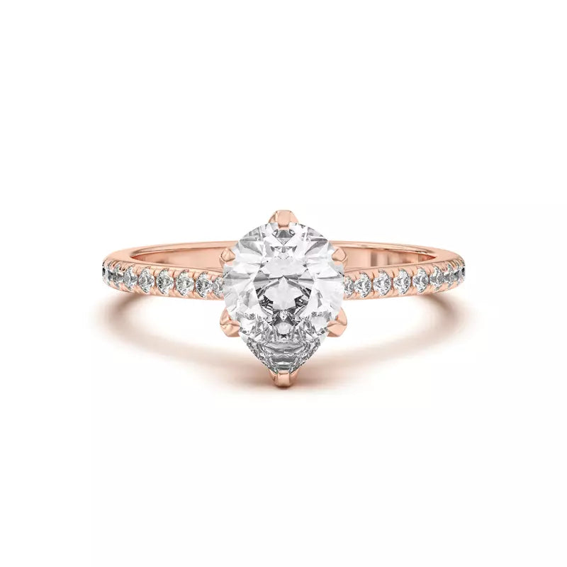 Tulip Inspired 6 Prong Pear Engagement Ring