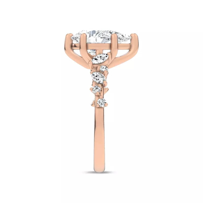 Scattered Diamond Pear Engagement Ring