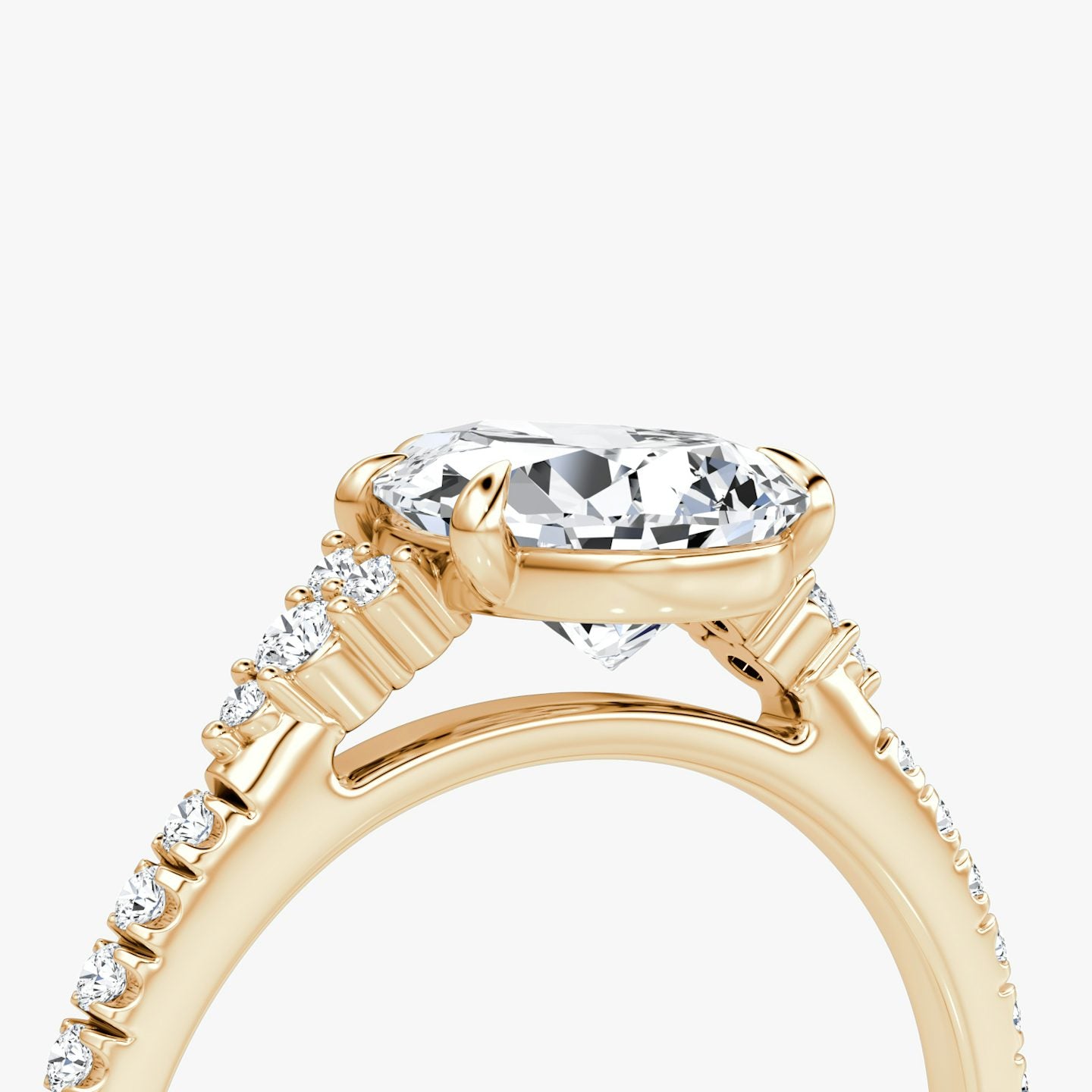 The Side Cluster Cathedral Pear Engagement Ring