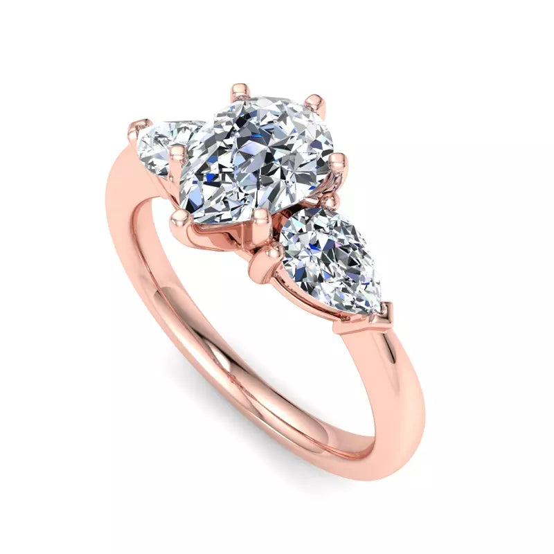 Three-Stone Lab Pear Engagement Ring