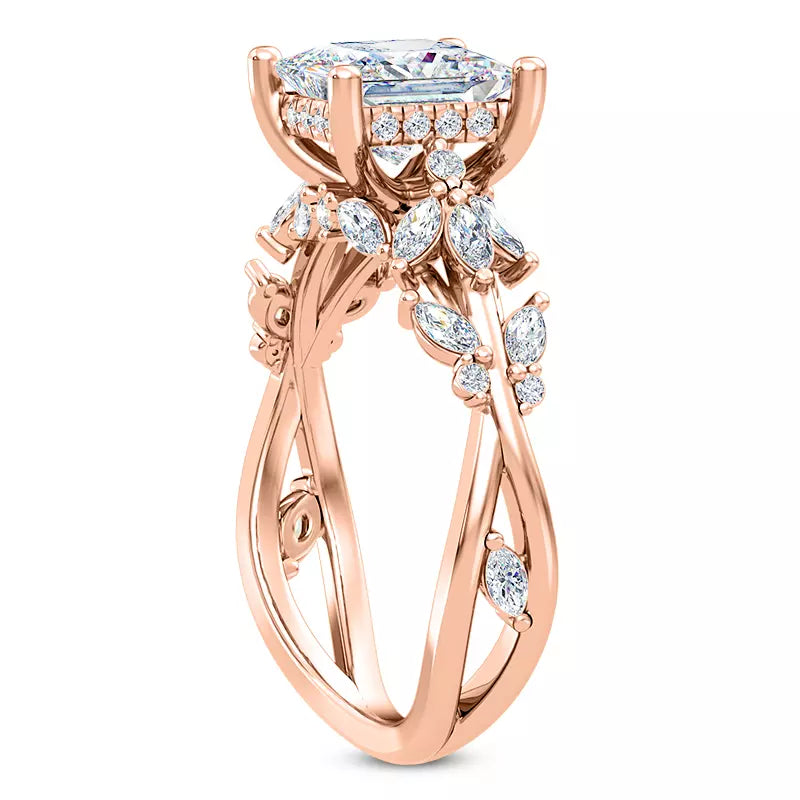 Butterfly And Bee Vine Twist Princess Engagement Ring