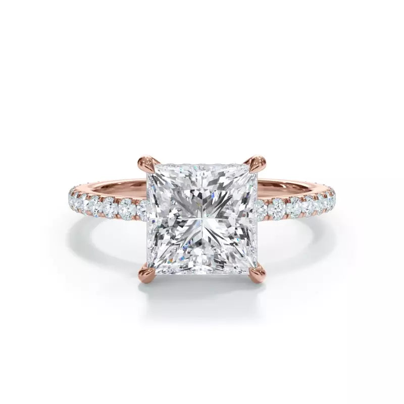 Pavé Hidden Halo Princess Engagement Ring