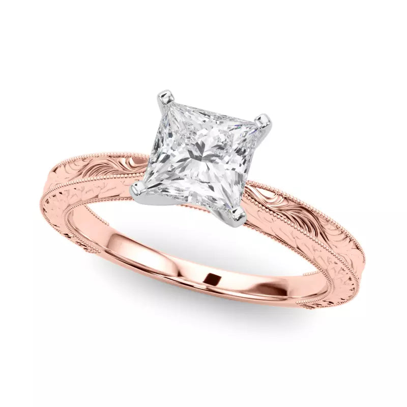Vintage-Inspired Solitaire Engagement Princess Ring