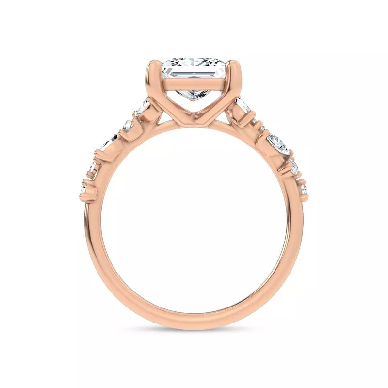 Scattered Diamond Princess Engagement Ring