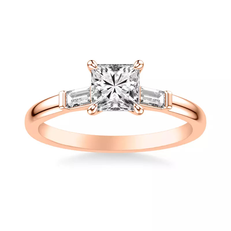 Classic 3-Stone Engagement Princess Ring