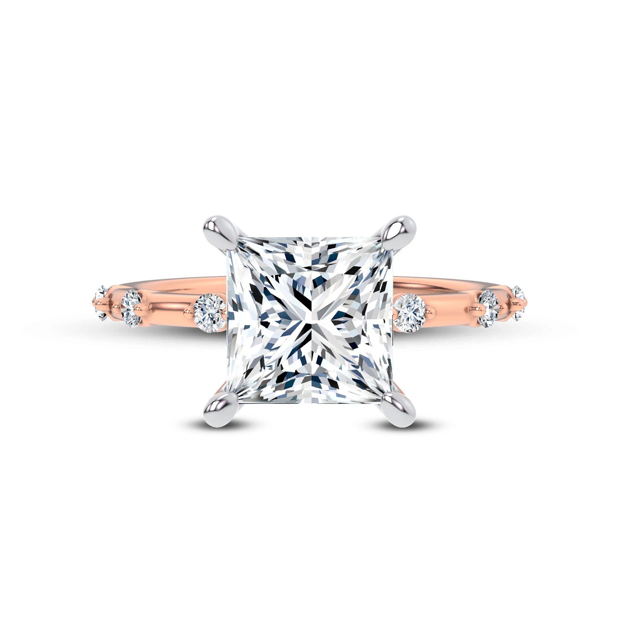 Starlight Spaced Diamond Engagement Princess Ring