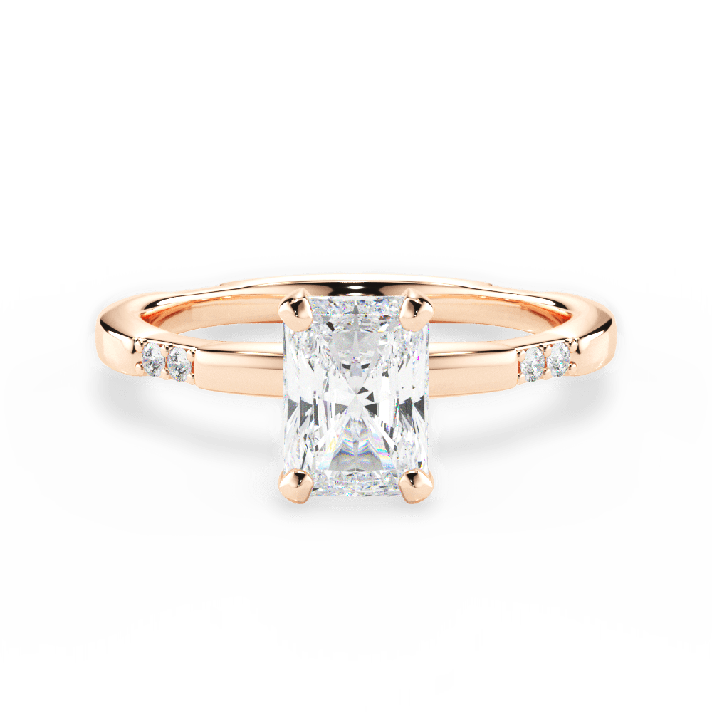 Radiant Cut Tapered Diamond Engagement Ring