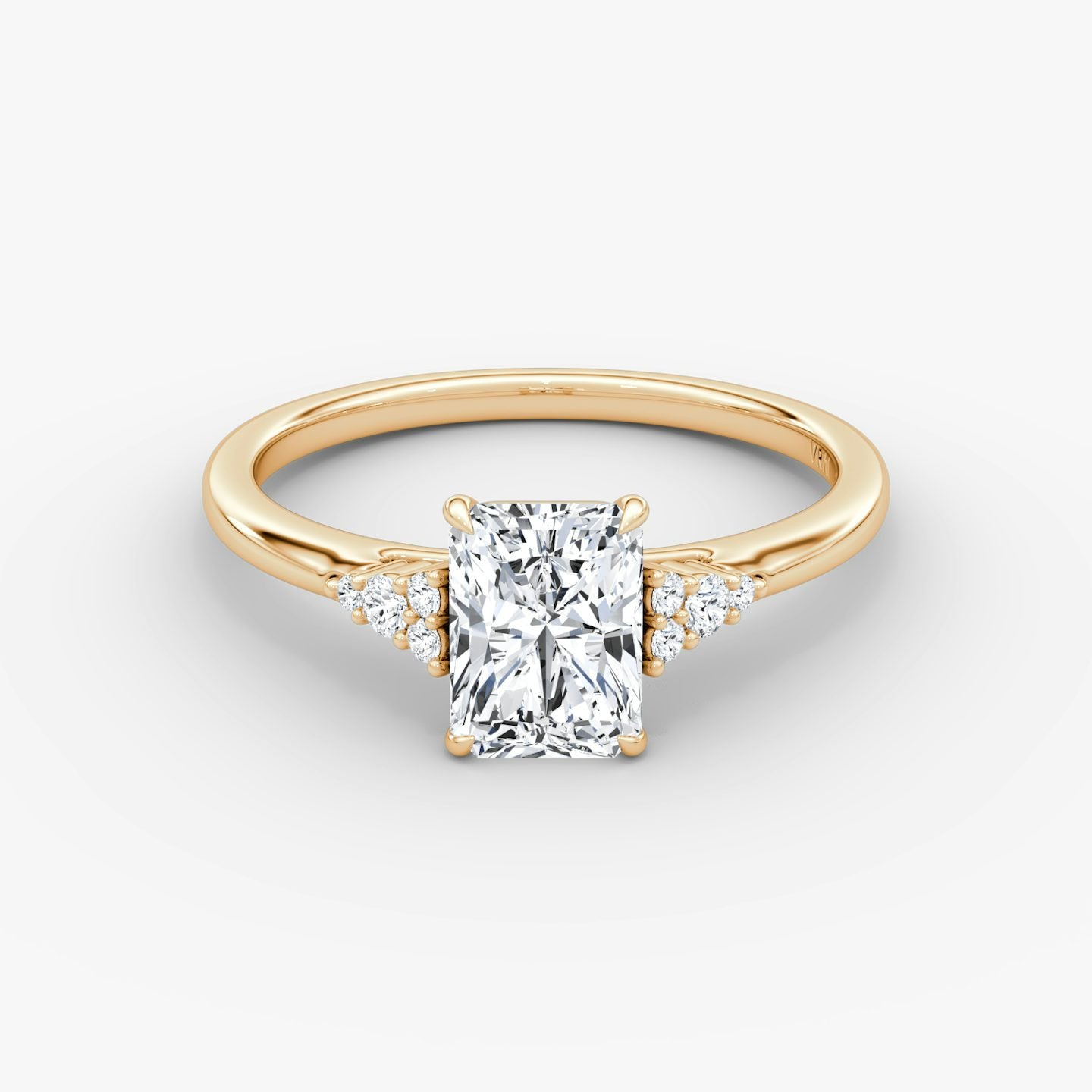 The Side Cluster Cathedral Radiant Engagement Ring