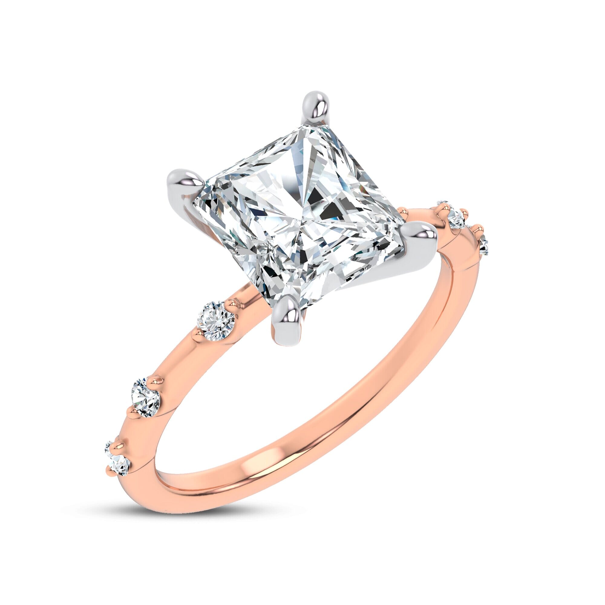 Starlight Spaced Diamond Engagement Radiant Ring