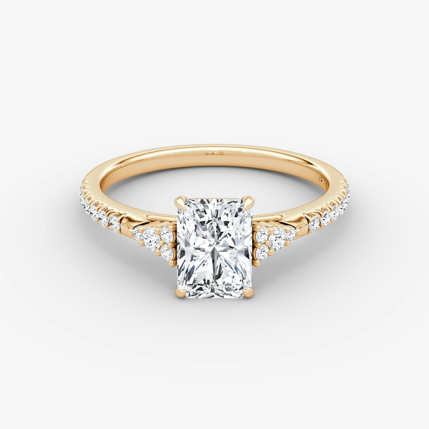 The Side Cluster Cathedral Radiant Engagement Ring