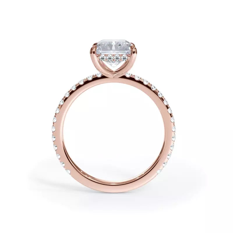 Pavé Hidden Halo Radiant Engagement Ring