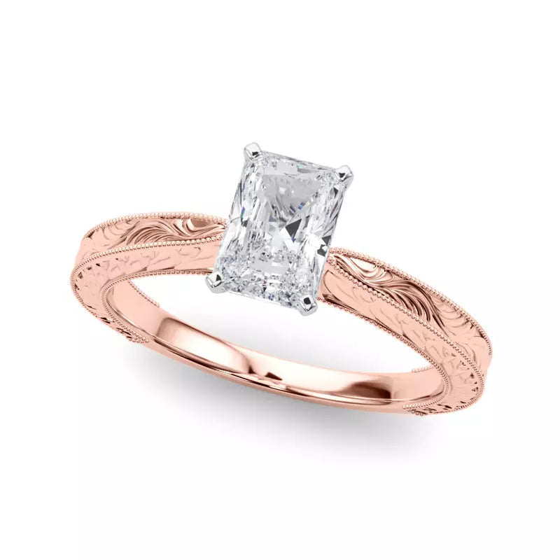 Vintage-Inspired Solitaire Engagement Radiant Ring