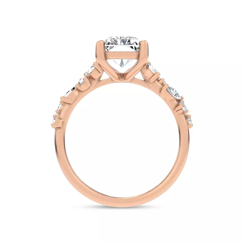 Scattered Diamond Radiant Engagement Ring