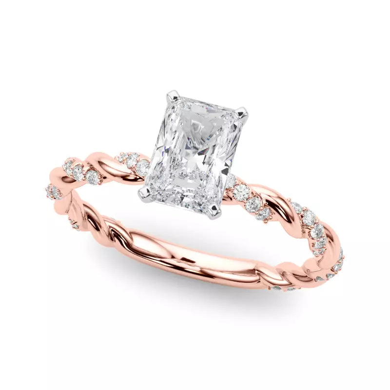lab Diamond Radiant Twist Engagement Ring