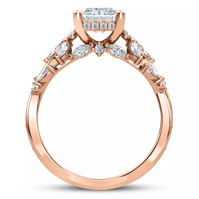 Butterfly And Bee Vine Twist Radiant Engagement Ring