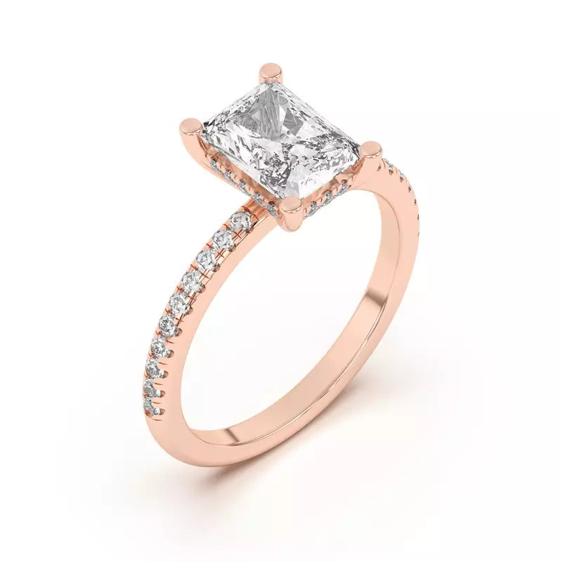 Classic Hidden Halo Pavé Radiant Engagement Ring
