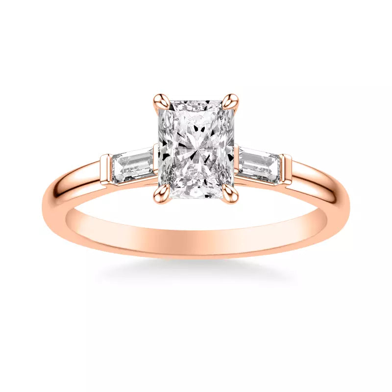 Classic 3-Stone Engagement Radiant Ring