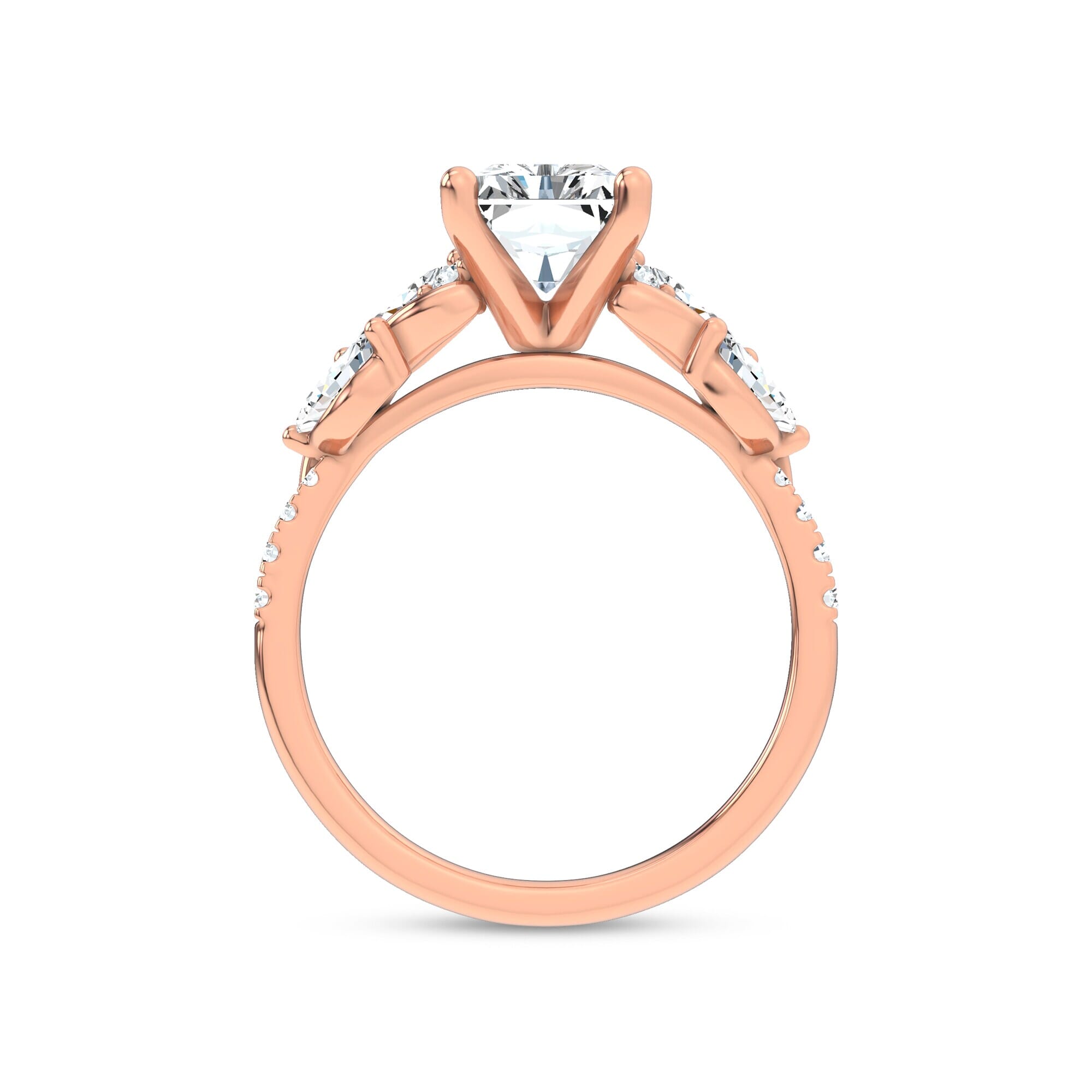 Curved Vine Diamond Radiant Engagement Ring