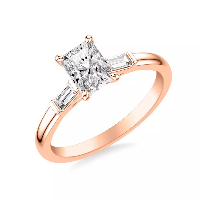 Classic 3-Stone Engagement Radiant Ring