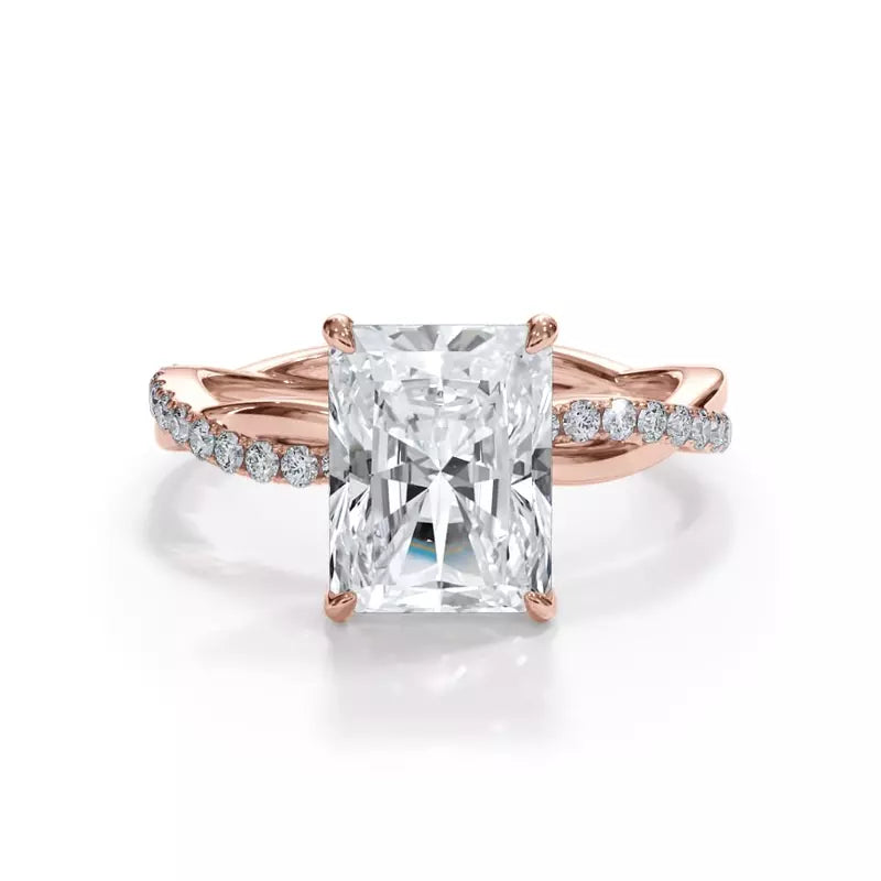 Pavé Twist Radiant Engagement Ring