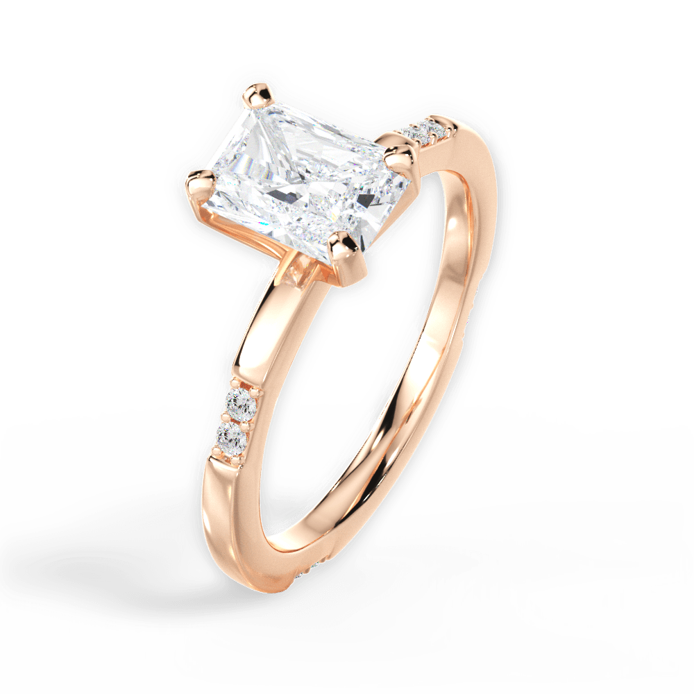 Radiant Cut Tapered Diamond Engagement Ring