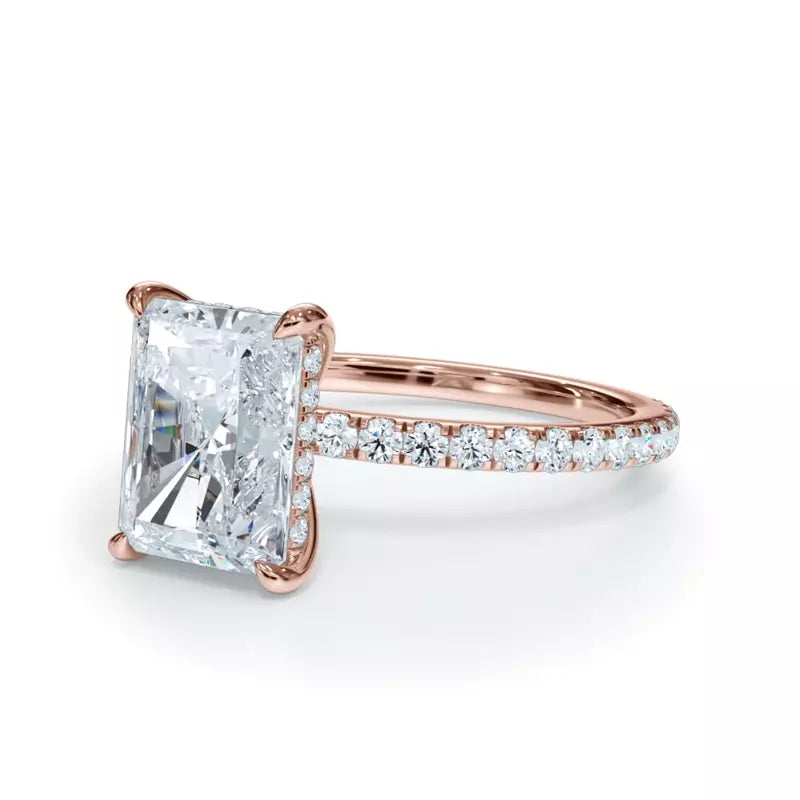 Pavé Hidden Halo Radiant Engagement Ring