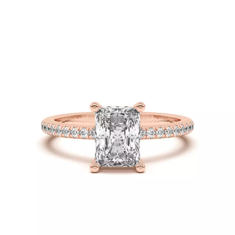 Classic Hidden Halo Pavé Radiant Engagement Ring