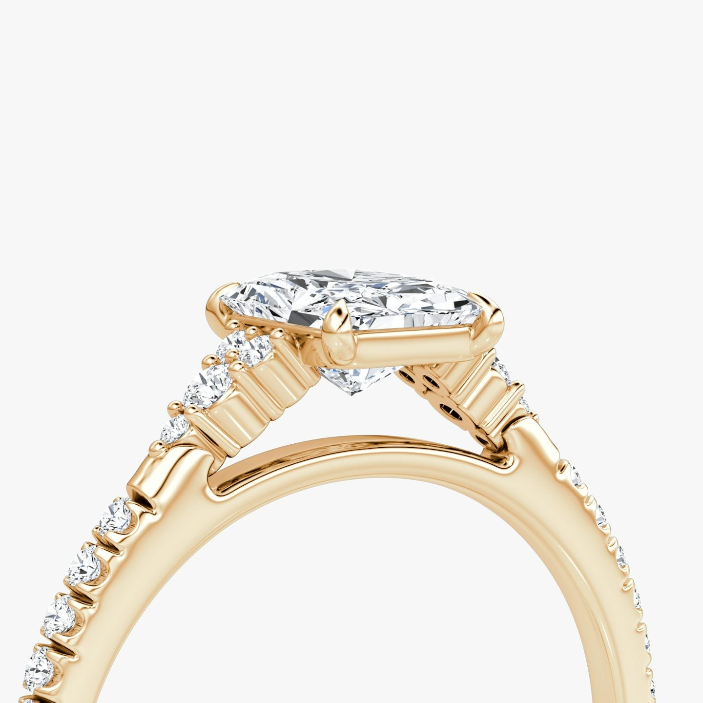 The Side Cluster Cathedral Radiant Engagement Ring