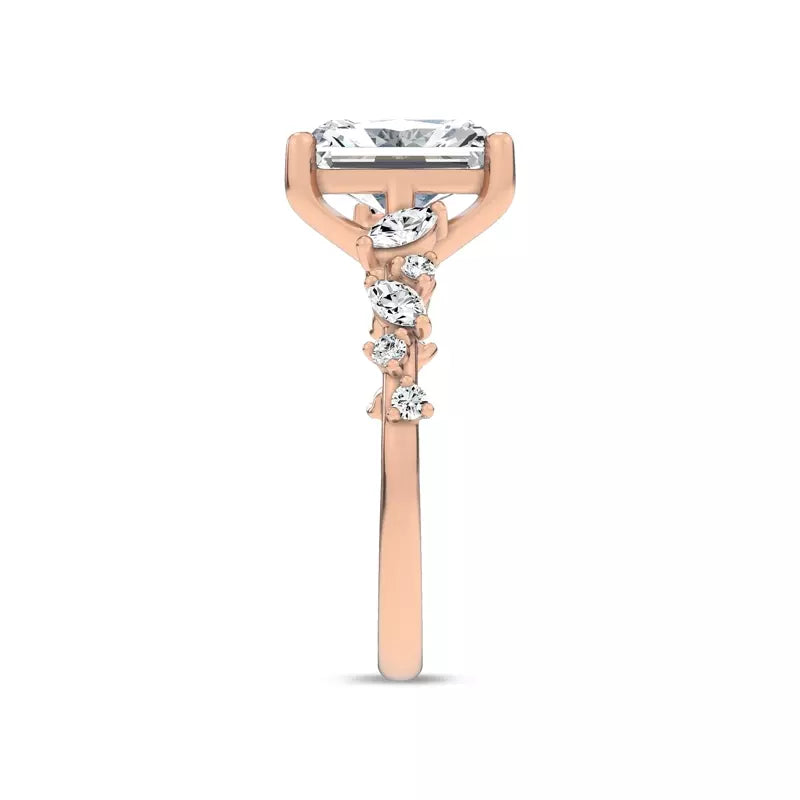 Scattered Diamond Radiant Engagement Ring