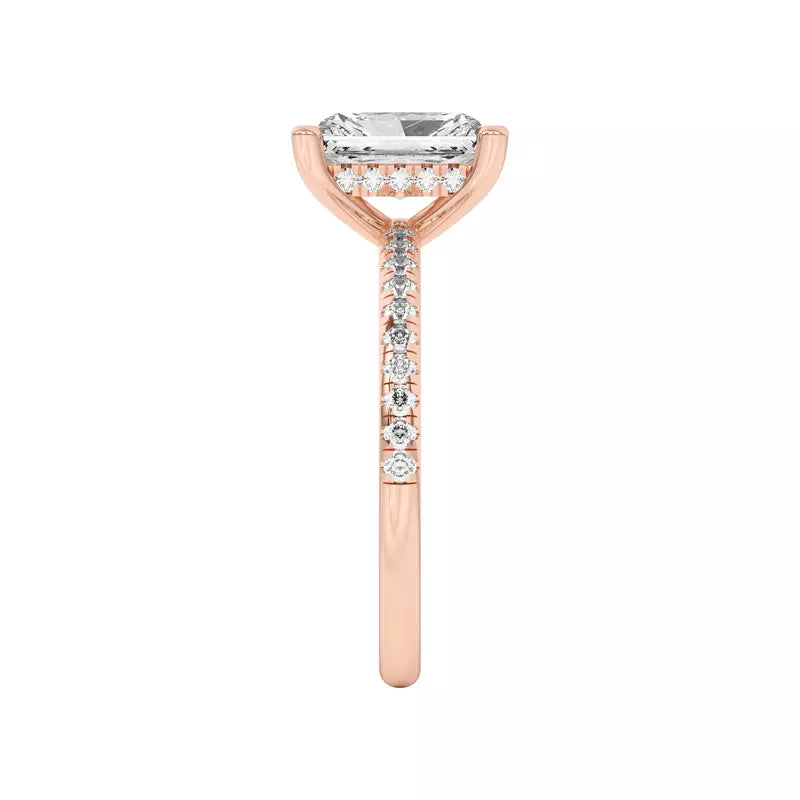 Classic Hidden Halo Pavé Radiant Engagement Ring