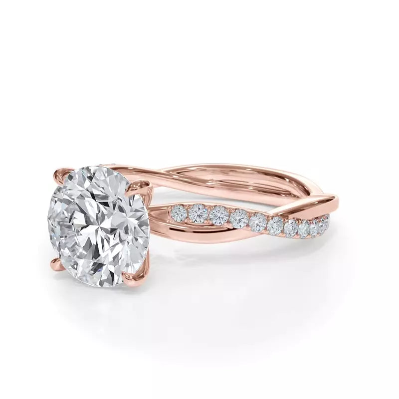 Pavé Twist Round Engagement Ring