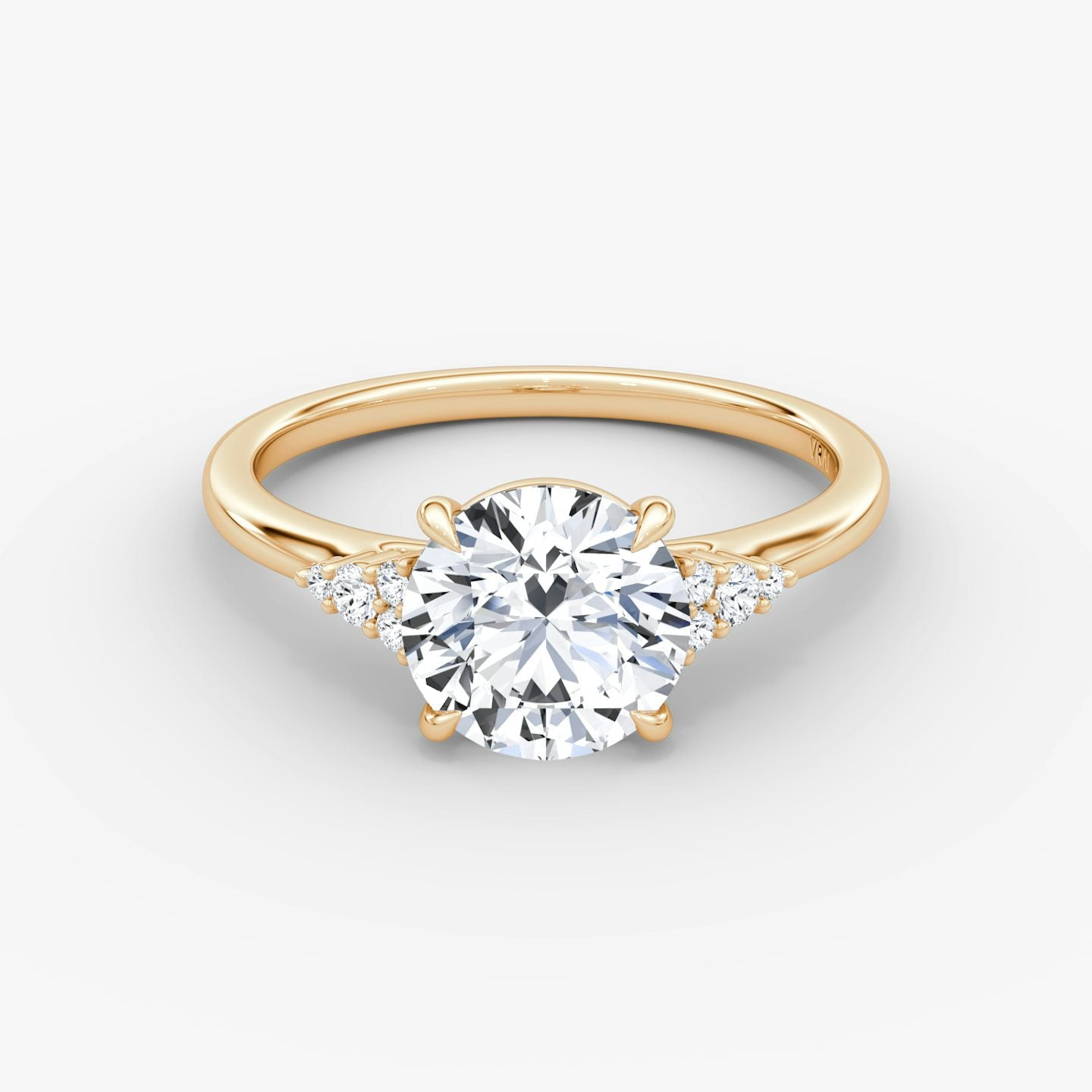The Side Cluster Cathedral Round Brilliant Engagement Ring