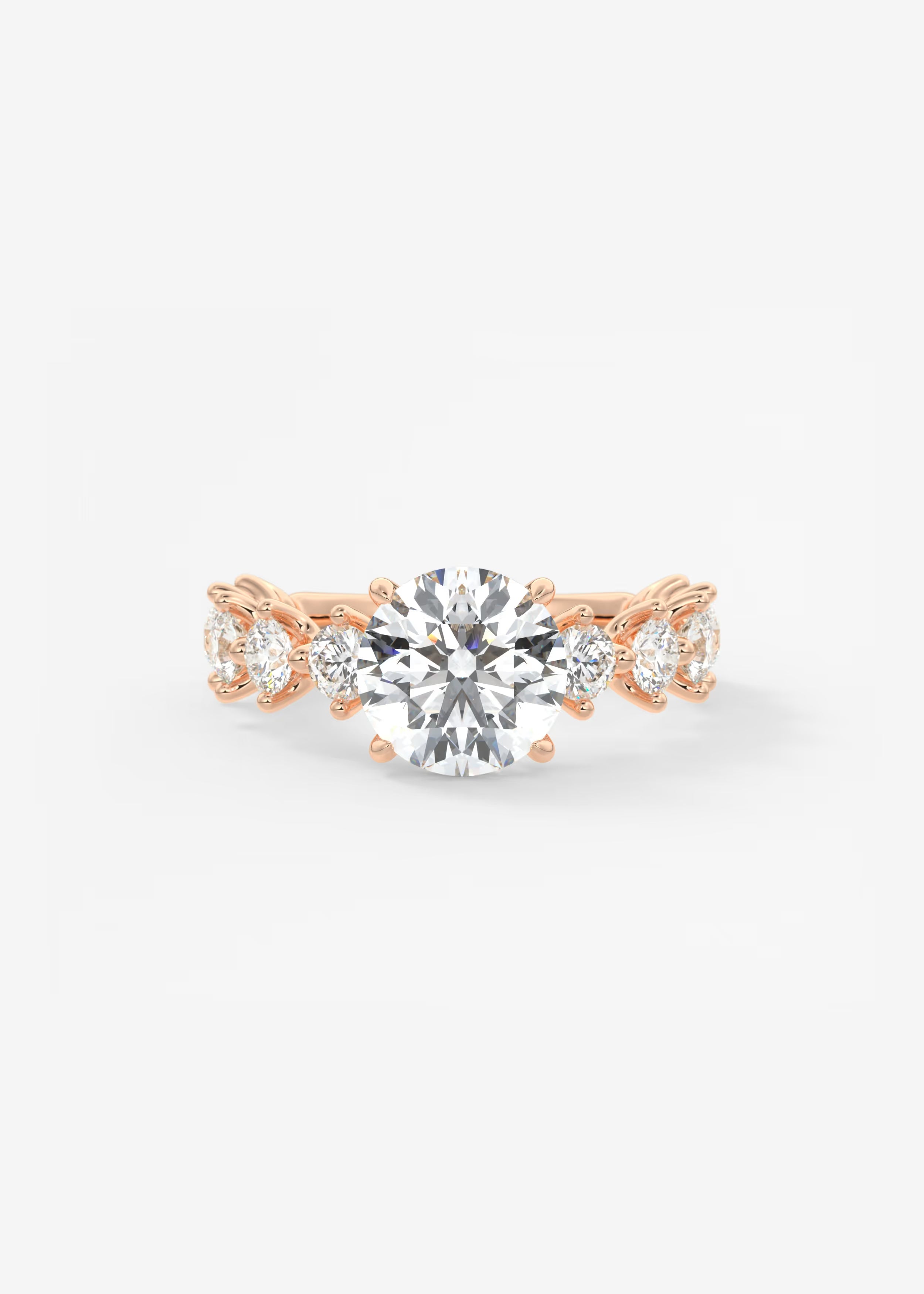 Round Diamond Engagement Ring with Mixed Shape Eternity Band