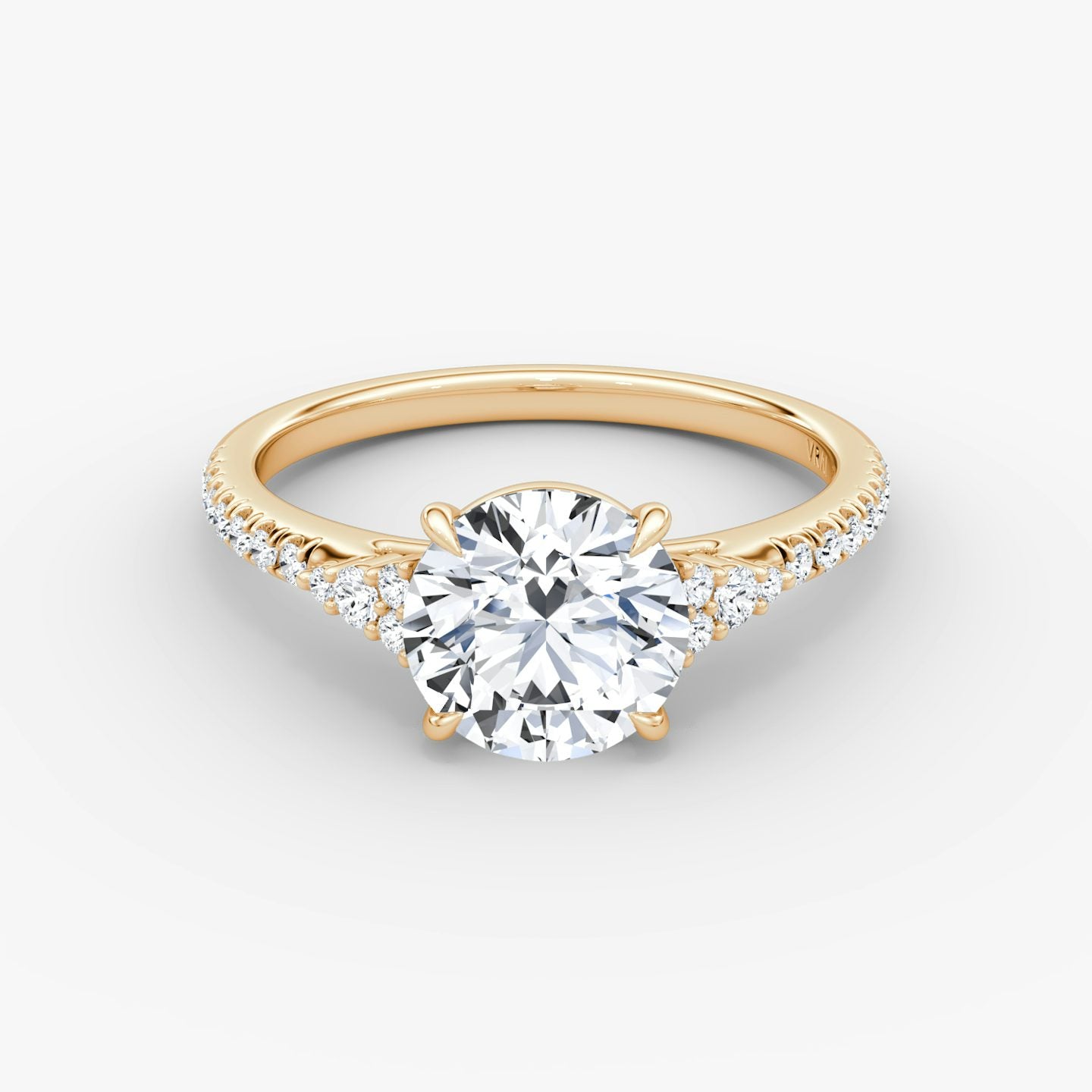 The Side Cluster Cathedral Round Brilliant Engagement Ring
