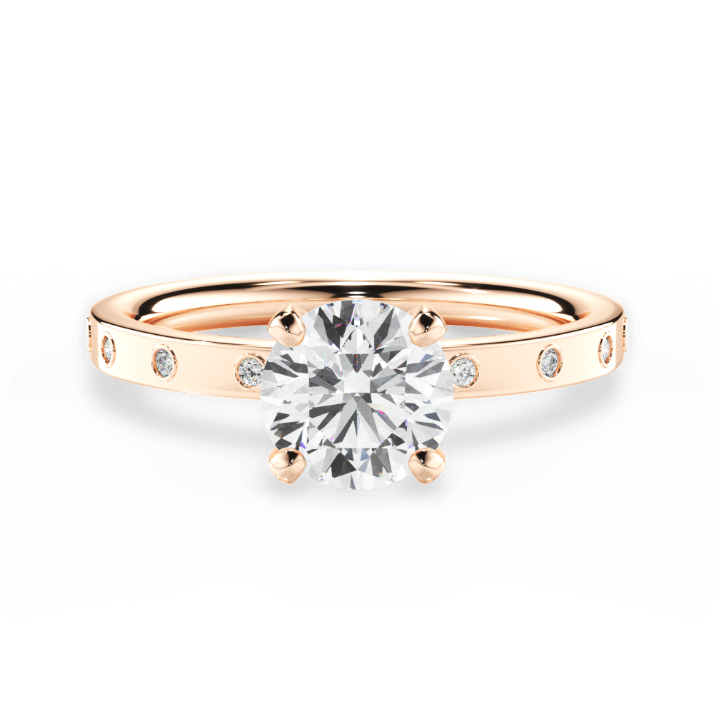 Round Cut Diamond Band Engagement Ring