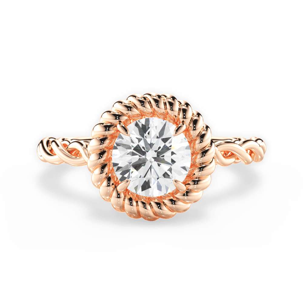 Round Cut Twisted Halo Engagement Ring