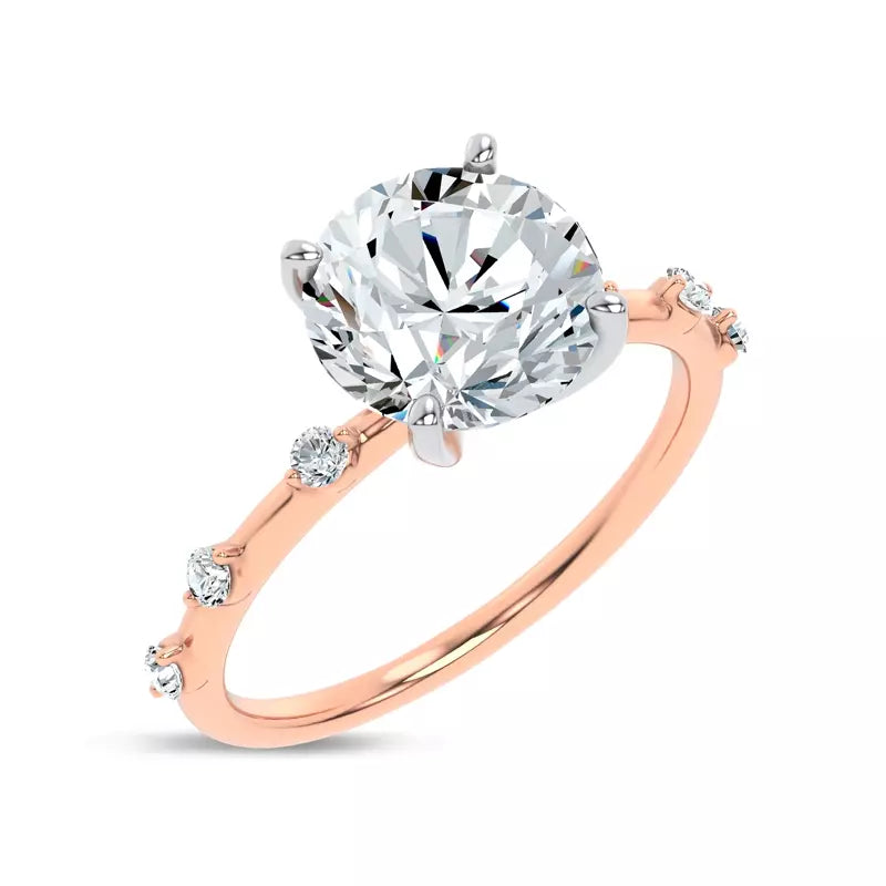 Starlight Spaced Diamond Engagement Round Ring