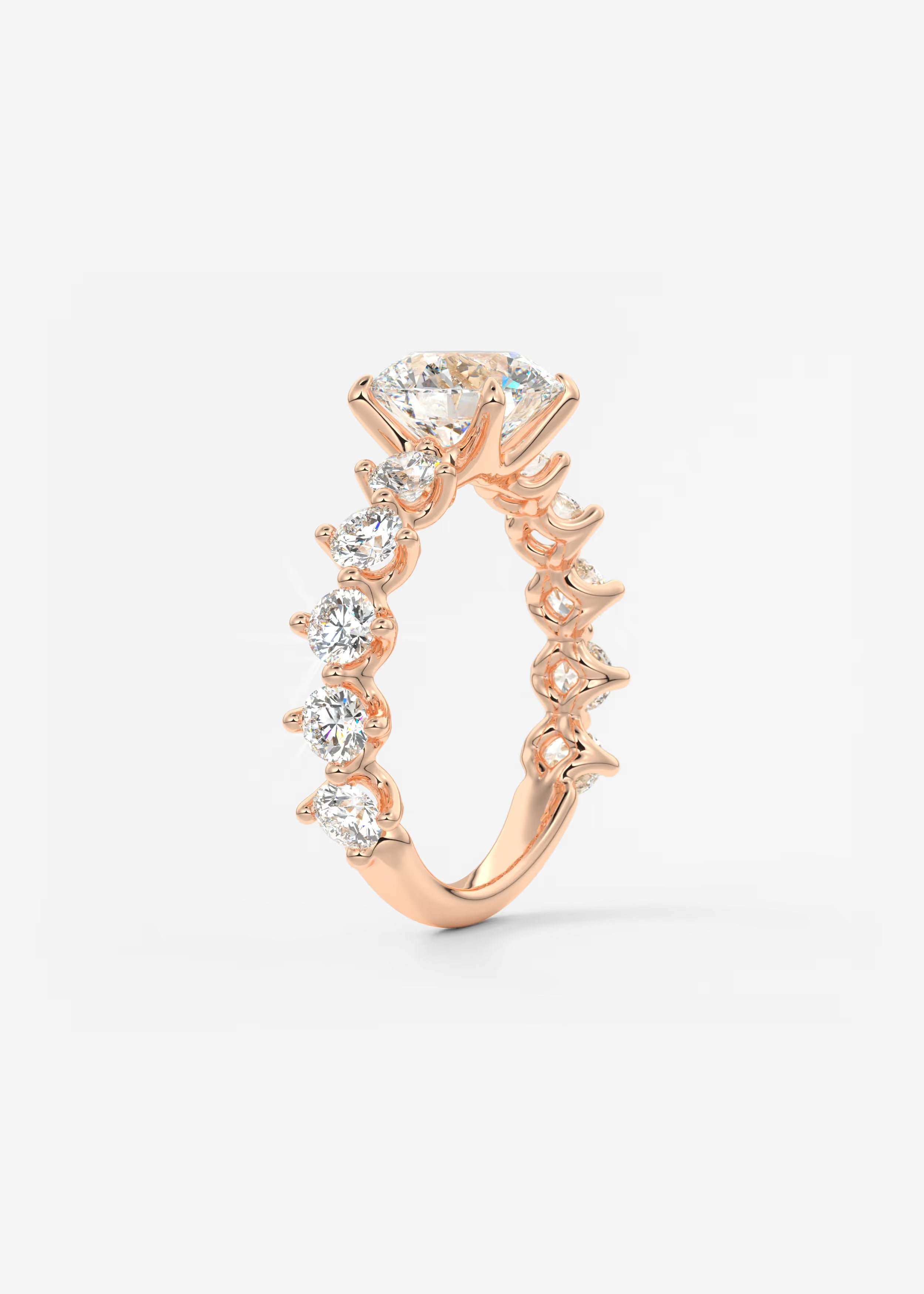 Round Diamond Engagement Ring with Mixed Shape Eternity Band