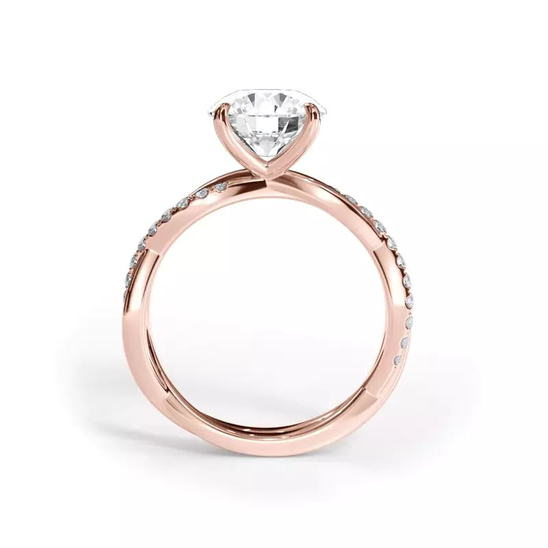 Pavé Twist Round Engagement Ring
