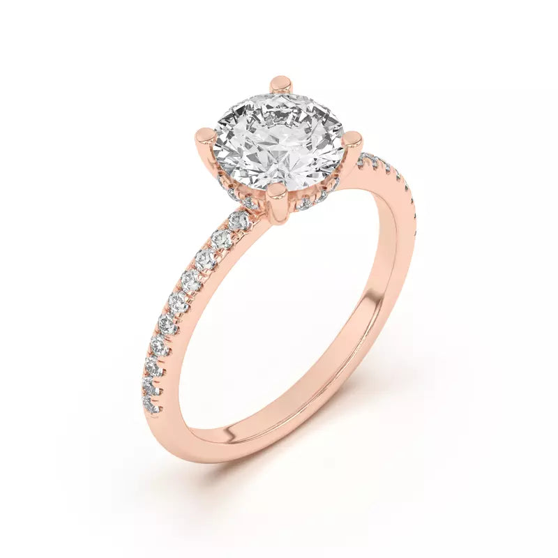 Classic Hidden Halo Pavé Round Engagement Ring
