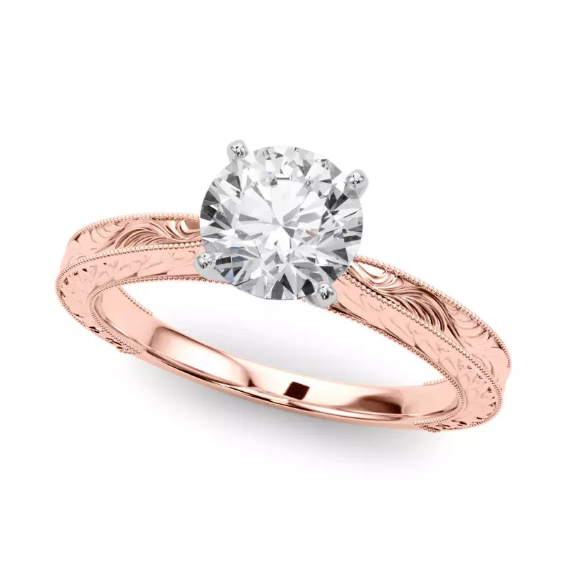 Vintage-Inspired Solitaire Engagement Round Ring