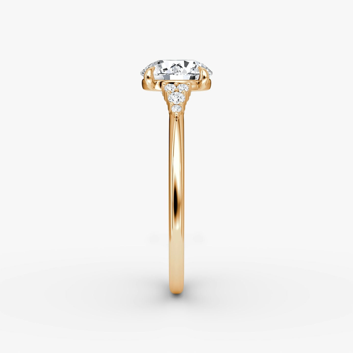 The Side Cluster Cathedral Round Brilliant Engagement Ring