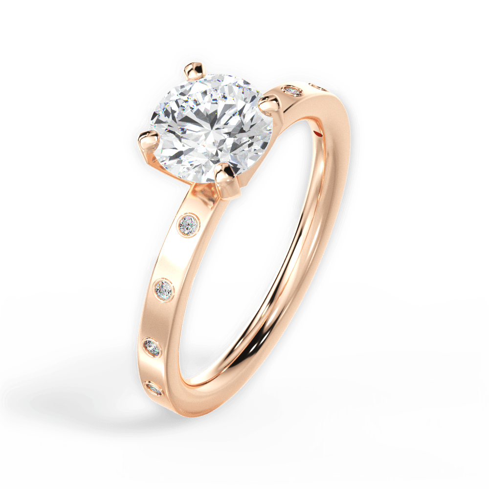 Round Cut Diamond Band Engagement Ring